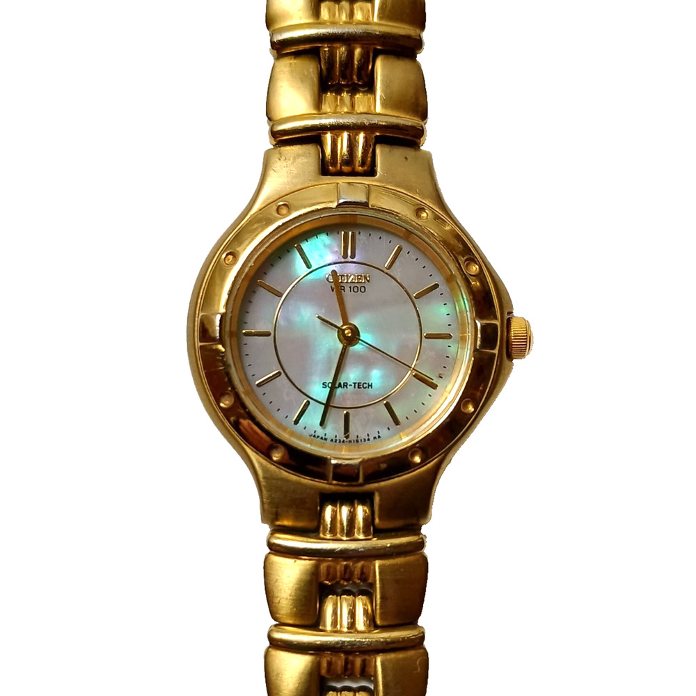 Citizen Eco-Drive WR100 Solar-Tech Ladies Watch Gold toned Mother of Pearl 27mm